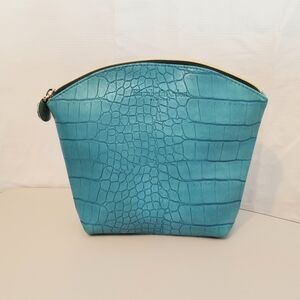 Elizabeth Arden Blue Crocodile-Embossed Cosmetic Bag